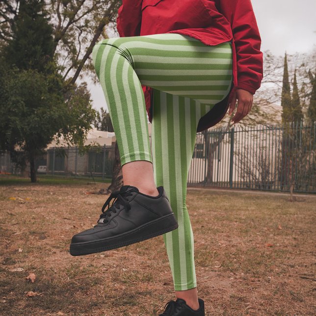 Green Simple Striped Pattern  Leggings (Simple green striped pattern leggings)