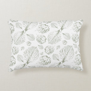 Green Simple textured leaves pattern Modern Accent Pillow