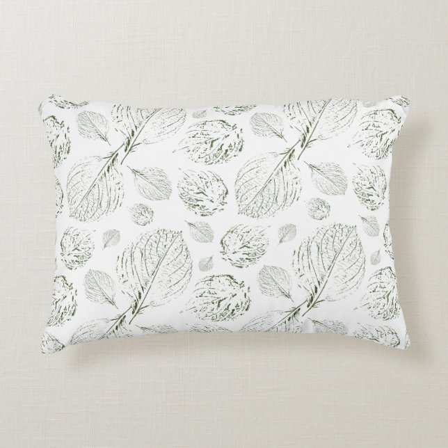 Green Simple textured leaves pattern Modern Accent Pillow (Front)