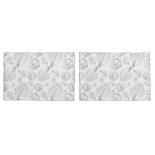 Green Simple textured leaves pattern Modern Pillow Case