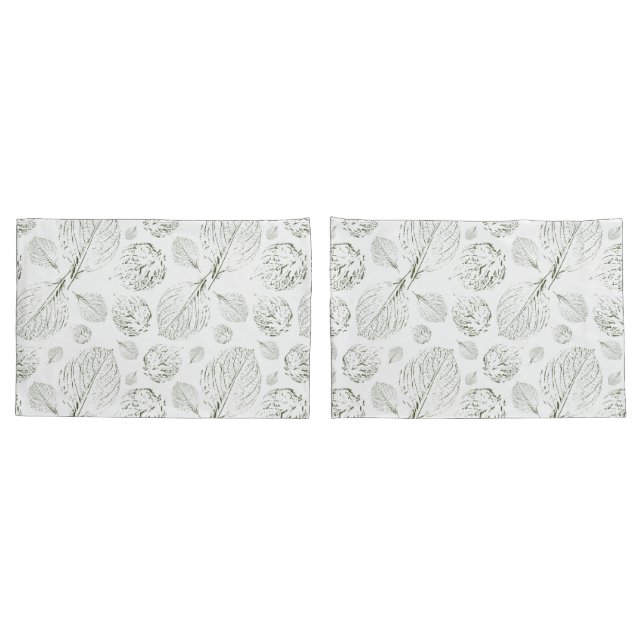 Green Simple textured leaves pattern Modern Pillow Case (Back-Set)