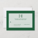 Green Simple Torah Bar Mitzvah RSVP<br><div class="desc">A graphic image of a Torah makes a striking image on this unique Bar Mitzvah reply card. An emerald green background offsets a rounded rectangular panel containing a modern, graphic image of a torah. Customized reply text prints underneath. The reverse highlights the Bar Mitzvah's boy's name and date of the...</div>