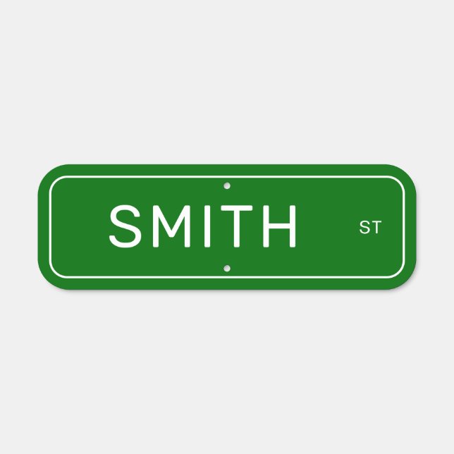 Green simple traditional custom street name metal sign (Front)