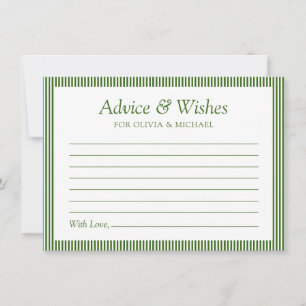 Green Simple Wedding Advice and Wishes Card 