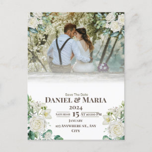Green Simple with Photo Save The Date Card