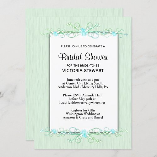 Green Simplicity Bridal Shower Invitation