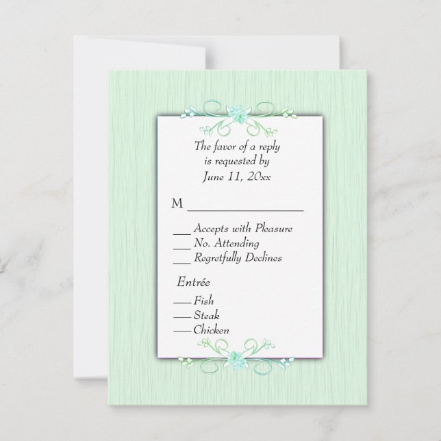 Green Simplicity  RSVP with Entree List Card (Front)