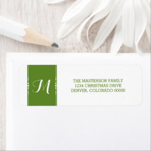 Green Simply Chic Monogram Holiday Address Labels