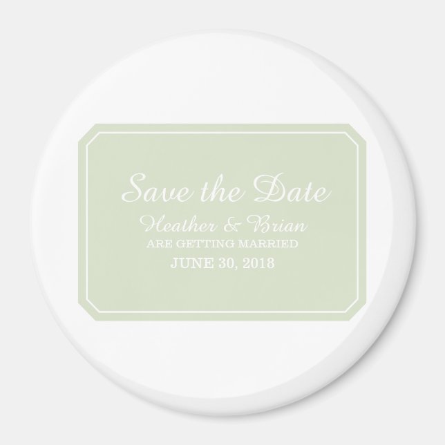 Green Simply Elegant Save the Date Magnet (Front)