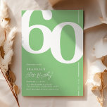 Green Sixty 60th Birthday Party Invitations<br><div class="desc">Modern green 60th birthday party invitations featuring the number '60' in a large bold serif font,  and a elegant invite template that is easy to personalize.</div>