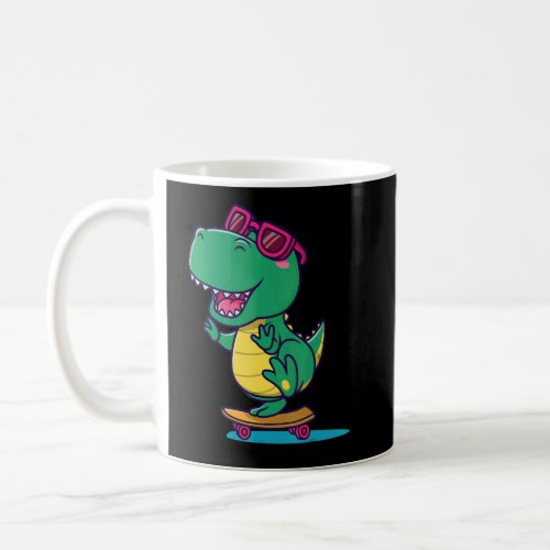 Green Skateboard Rex Dinosaur  Coffee Mug