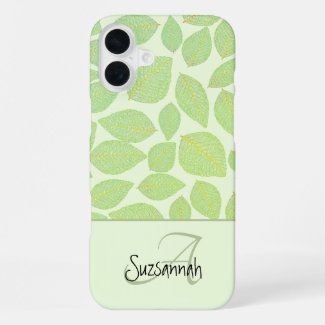 Green Skeleton Leaf Pattern on Pastel Green