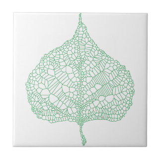 Green skeleton vein leaf drawing tile