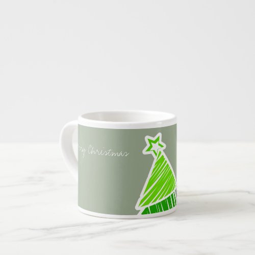 Green Sketchy Christmas Tree Espresso Mug