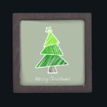 Green Sketchy Christmas Tree Gift Box<br><div class="desc">Cute,  colorful pattern with scribbled christmas trees. Perfect Christmas gift.</div>