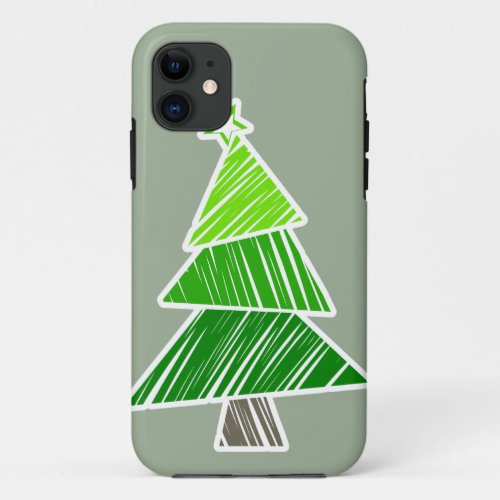 Green Sketchy Christmas Tree iPhone 5 Case