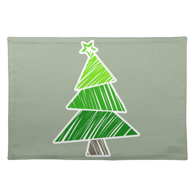 Green Sketchy Christmas Tree placemat (Front)