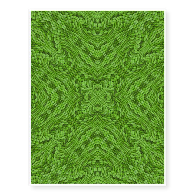 Green Skin Vintage Fractal Kaleidoscope Temporary Tattoos (Front)