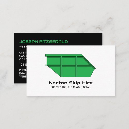 Green Skip SkipDumpster Company Business Card
