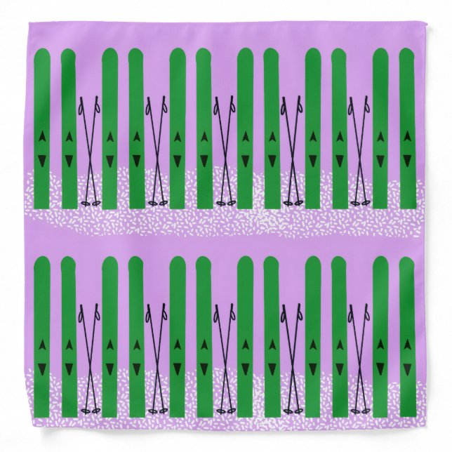 Green skis on blue  bandana (Front)