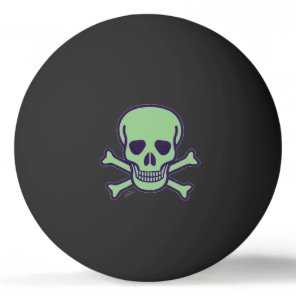 Green Skull 1 star black ping pong ball