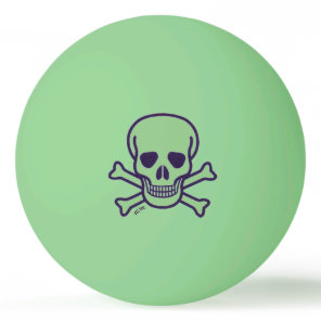 Green Skull 1 star green glow ping pong ball