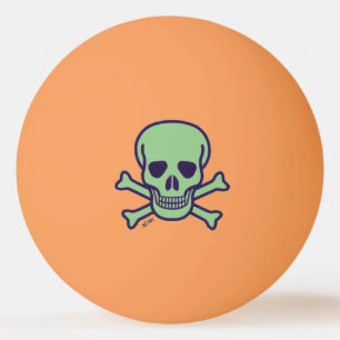 Green Skull 1 star orange ping pong ball