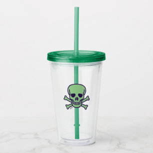 Green Skull acrylic tumbler