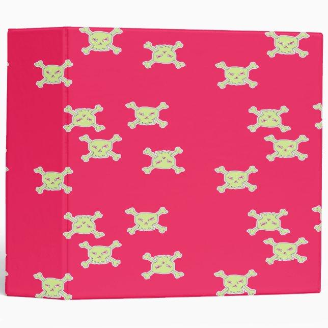 green skull and bones 3 ring binder (Front/Spine)
