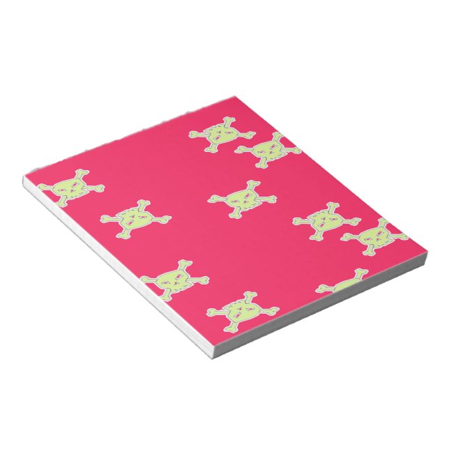 green skull and bones notepad (Angled)