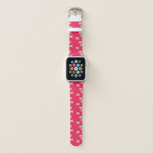 Green skull and bones on pink apple watch band