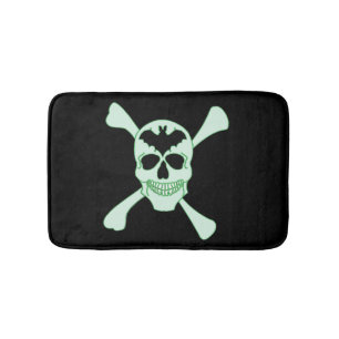 Green Skull And Crossbones Bath Mat