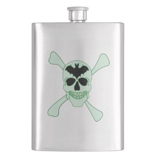 Green Skull And Crossbones Flask