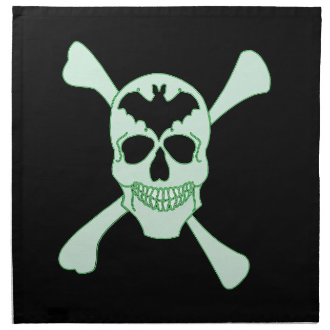 Green Skull And Crossbones Napkins (Front)