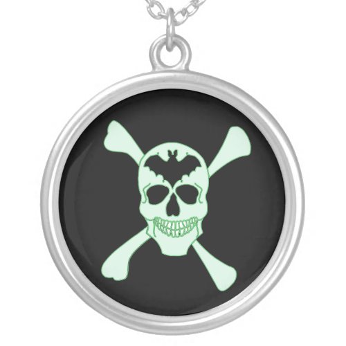 Green Skull And Crossbones Necklace