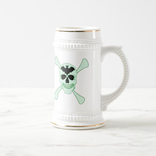Green Skull And Crossbones Stein (Right)