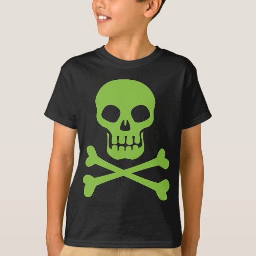 Green Skull and Crossbones T_Shirt