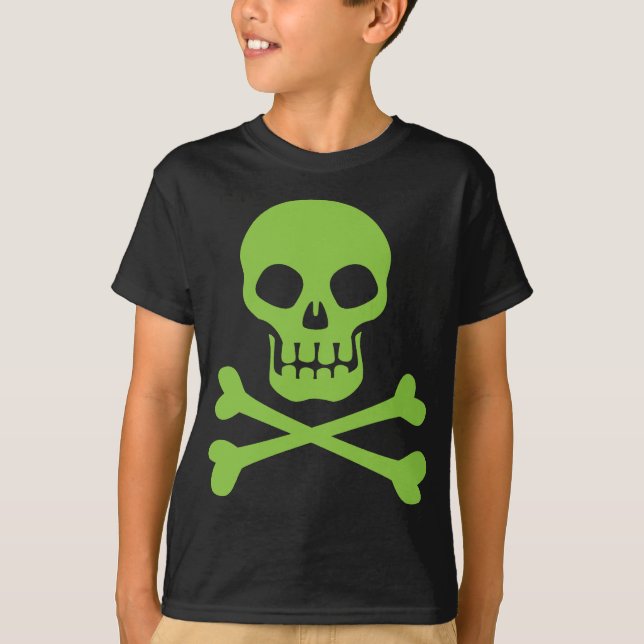 Green Skull and Crossbones T-Shirt (Front)