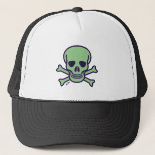 Green Skull black and white foam trucker hat