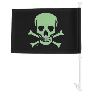 Green Skull black car and boat flag