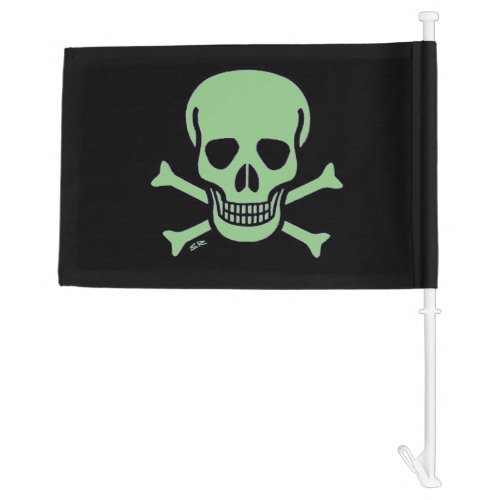 Green Skull black car and boat flag