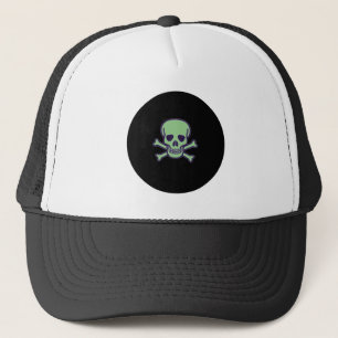 Green Skull black circle foam trucker hat