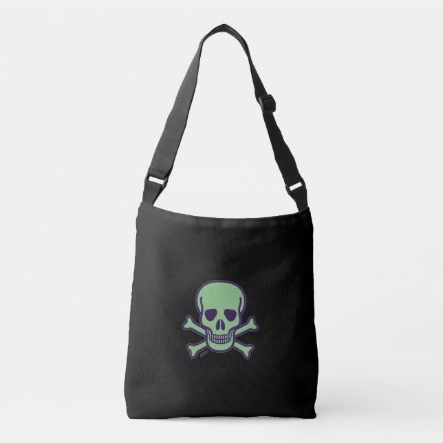 Green Skull black crossbody bag (Front)