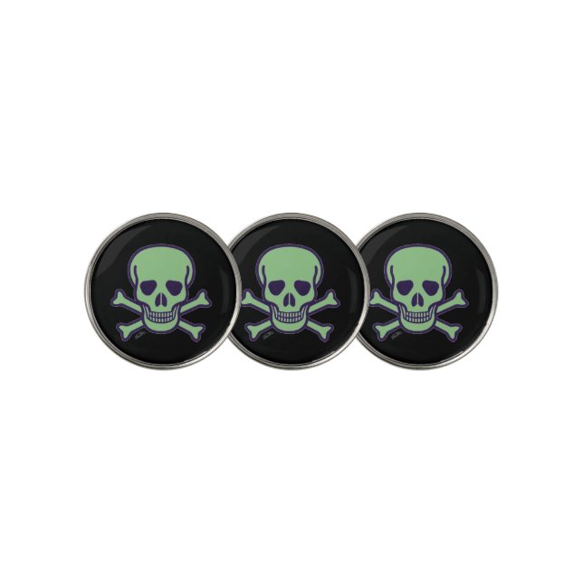 Green Skull black golf ball markers (3 Up)