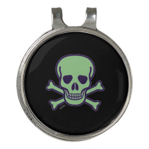 Green Skull black hat clip