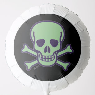 Green Skull black helium balloon