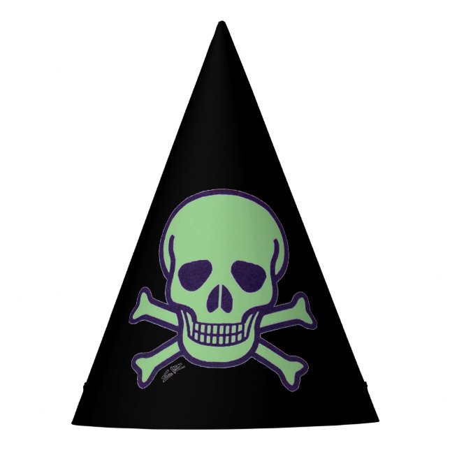Green Skull black party hats (Front)