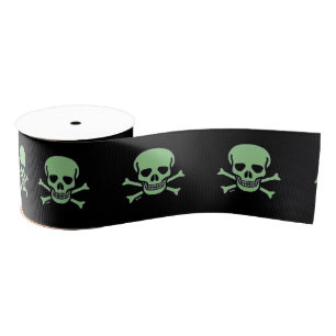 Green Skull black ribbon spool