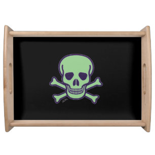 Green Skull black serving tray large