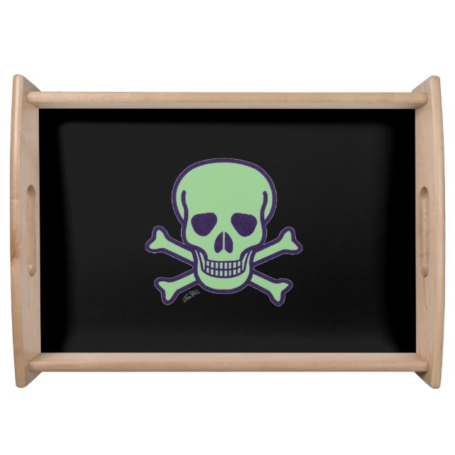 Green Skull black serving tray large (Front)